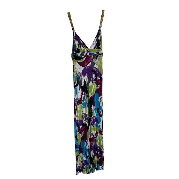 T-bags Los Angeles Dress Womens Size Small Multicolor Maxi V-Neck Rope Strap - Picture 1 of 9